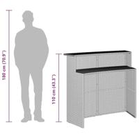 3-delige Tuinbarset met kussens poly rattan zwart - thumbnail