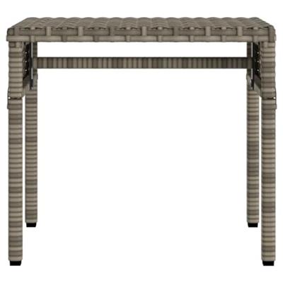 Ligbedden 2 st met luifels en tafel poly rattan grijs