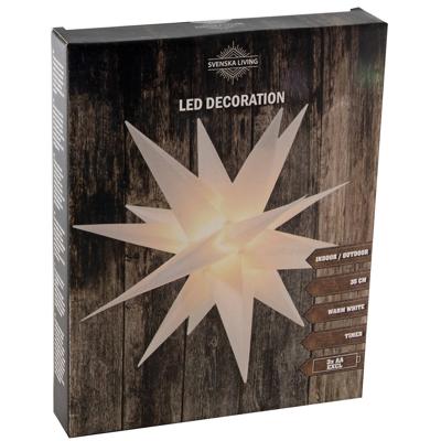 Ster kunststof 35cm wit 4xwarmled timer Ster kunststof 35cm wit 4xwarmled timer
