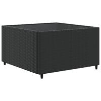 9-delige Loungeset met kussens poly rattan zwart - thumbnail