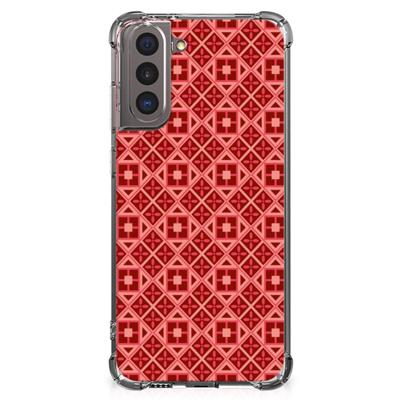 Samsung Galaxy S21 Doorzichtige Silicone Hoesje Batik Rood Samsung Galaxy S21 Doorzichtige Silicone Hoesje Batik Rood
