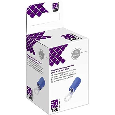 TRU COMPONENTS T2010C288 Ringkabelschoen Dwarsdoorsnede (max.): 2.5 mm² Schachtdiameter: 3.7 mm Deels geïsoleerd Blauw 25 stuk(s)