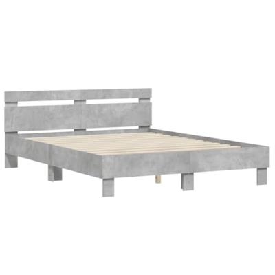 Bedframe met hoofdeinde en LED betongrijs 150x200 cm