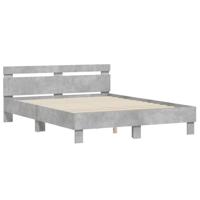 Bedframe met hoofdeinde en LED betongrijs 150x200 cm - thumbnail