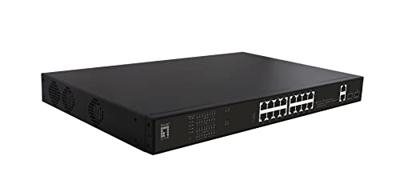 LevelOne GEP-2021 Netwerkswitch Gigabit Ethernet/270W 20xPoE Outputs/ (10/100/1000) / Power Over Ethernet (PoE) 1U/2 x Gigabit RJ45, 2 x Gigabit SFP, 802.3at/af PoE, 270W/zwart