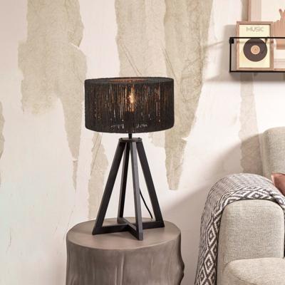GOOD&MOJO Tafellamp 'Iguazu' 4-poot, Bamboe en jute, kleur Zwart