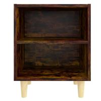 Nachtkastje met houten poten 40x30x50 cm gerookt eikenkleurig - thumbnail