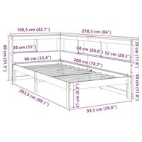 Bed met boekenkast zonder matras massief grenenhout 90x200 cm - thumbnail