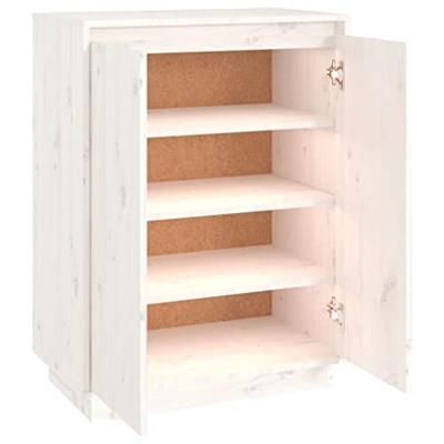 Schoenenkast 60x35x80 cm massief grenenhout wit