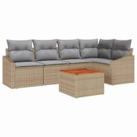 Tuinbankenset met opslag 6 pcs Beige en Licht Grijs poly rattan - thumbnail