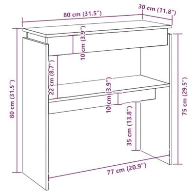 Wandtafel 80x30x80 cm bewerkt hout oud houtkleurig