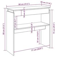 Wandtafel 80x30x80 cm bewerkt hout oud houtkleurig - thumbnail