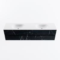 MONDIAZ VICA 190cm badmeubel onderkast Marquina 4 lades. Wastafel MOON dubbel 2 kraangaten, kleur Talc. - thumbnail