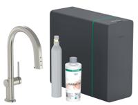 Hansgrohe Aqittura M91 SodaSystem 210, uittrekbare uitloop, 1jet, sBox, starter set, rvs look - thumbnail