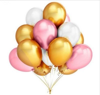 45 stuks/lotnummers 12 Inch Pearl Latex ballonnen Birthday Party Decor met gekleurde Ribbon(Pink+gold+silver) bruiloft