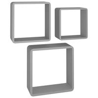VidaXL Wandschappen kubus 3 st mdf grijs - thumbnail