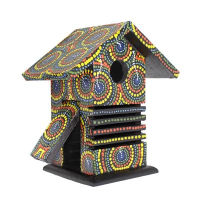 Handbeschilderd Houten Vogelhuis met Stippen