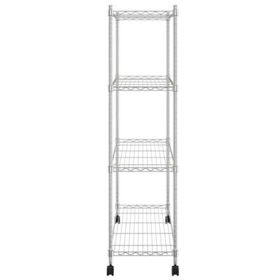 Opbergrek 4-laags met wielen 200 kg 90x35x142 cm chroomkleurig