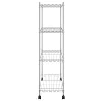 VidaXL Opbergrek 4-laags met wielen 200 kg 90x35x142 cm chroomkleurig - thumbnail