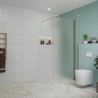 Fortifura Galeria inloopdouche - 90x200cm - mat glas - wandarm - Geborsteld Messing PVD (Goud) SW797929/SW797910 - thumbnail