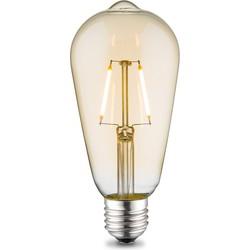 Edison Vintage LED lamp E27 LED filament lichtbron, Deco Drop ST64, 6.4/6.4/14cm, Amber, Retro LED lamp 2W 160lm 2700K, warm wit licht, geschikt voor E27 fitting
