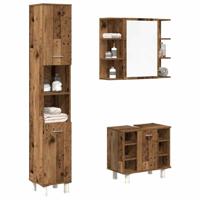 3-delige Badkamermeubelset bewerkt hout oud houtkleurig - thumbnail