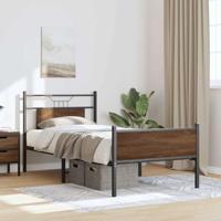 Bedframe zonder matras bewerkt hout bruin eikenkleur 90x190 cm - thumbnail