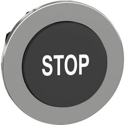 Schneider Electric ZB4FL234 ZB4FL234 Plat, Terugstelbaar (Ø) 30.5 mm STOP Chroom, Zwart 1 stuk(s)