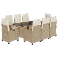 9-delige Tuinset met kussens poly rattan beige - thumbnail