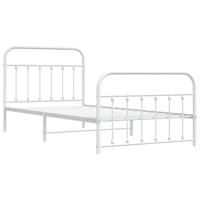Bedframe met hoofd- en voeteneinde metaal wit 107x203 cm - thumbnail