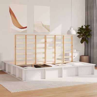 Bedframe met opslag Wit 200 x 200 cm Hout