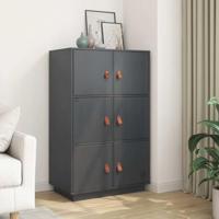 Hoge kast 67x40x108,5 cm massief grenenhout grijs - thumbnail