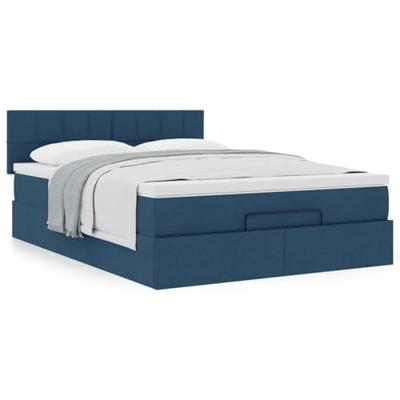 Ottoman bed met matras 140x200cm stof blauw