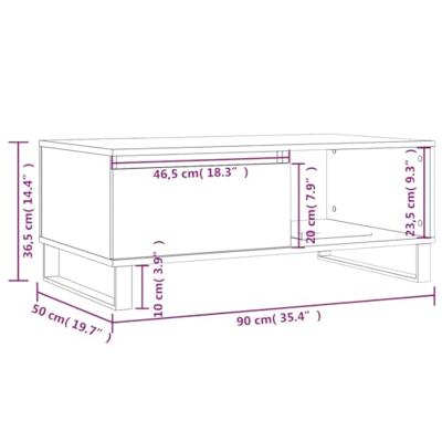 Salontafel 90x50x36,5 cm bewerkt hout grijs sonoma