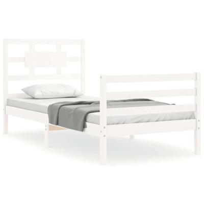 Bedframe met hoofdbord massief hout wit