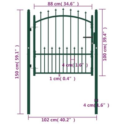VidaXL Poort met speerpunten 100x100 cm staal groen