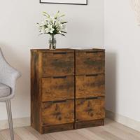 Dressoirs 2 st 30x30x70 cm bewerkt hout gerookt eikenkleurig - thumbnail