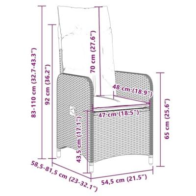 3-delige Bistroset met kussens poly rattan zwart