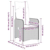 3-delige Bistroset met kussens poly rattan zwart - thumbnail