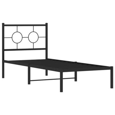 Bedframe met hoofdbord metaal zwart 80x200 cm