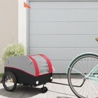 VidaXL Fietstrailer 30 kg ijzer zwart en rood - thumbnail