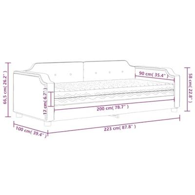 Slaapbank met matras 90x200 cm stof lichtgrijs Slaapbank met matras 90x200 cm stof lichtgrijs