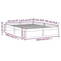 Bedframe massief hout wit 135x190 cm 4FT6 Double - thumbnail