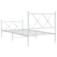Bedframe met hoofd- en voeteneinde metaal wit 90x190 cm - thumbnail