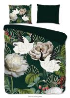 Good Morning Dekbedovertrek "kraanvogel en bladeren" - Groen - (140x200/220 cm) - Katoen - thumbnail