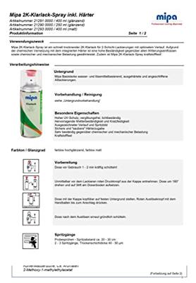 Mipa klarlack 2k clear paint spray 250m high gloss Mipa klarlack 2k clear paint spray 250m high gloss
