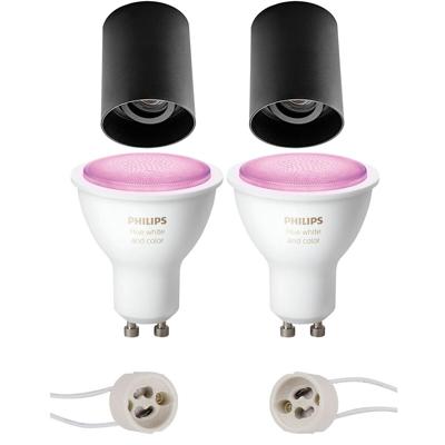Philips Hue Kantelbare Opbouwspot Set - Mat Zwart Ø90mm GU10 - White and Color Ambiance