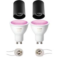 Philips Hue Kantelbare Opbouwspot Set - Mat Zwart Ø90mm GU10 - White and Color Ambiance - thumbnail