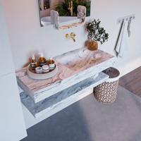 MONDIAZ ALAN-DLUX 110cm planchet Glace. Vrijhangende wastafel CLOUD rechts zonder kraangat, kleur Glace. - thumbnail