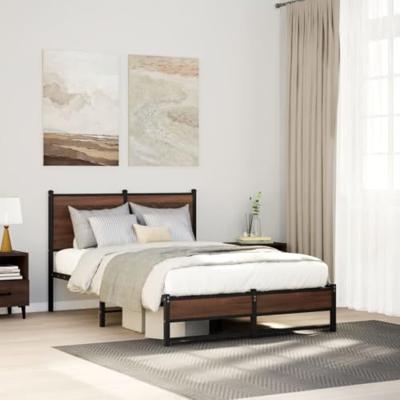 Bedframe zonder matras metaal bruin eikenkleurig 120x200 cm Bedframe zonder matras metaal bruin eikenkleurig 120x200 cm